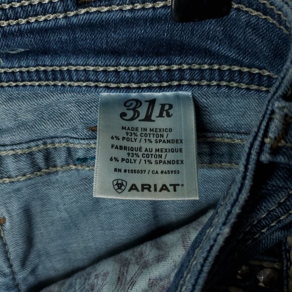 Ariat Women's Ruby Classic Blue Boot Cut Jeans Size 33x32 Charm Zipper - Picture 7 of 16